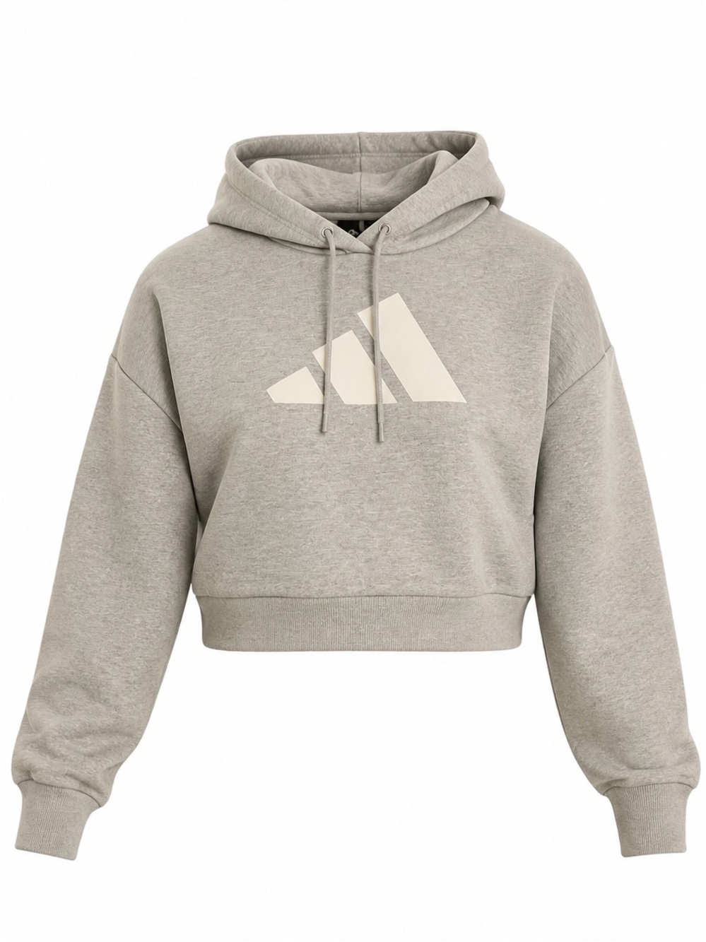 adidas Women’s Cropped Hoodie Sweatshirt - Gray with Cream Logo NWOT